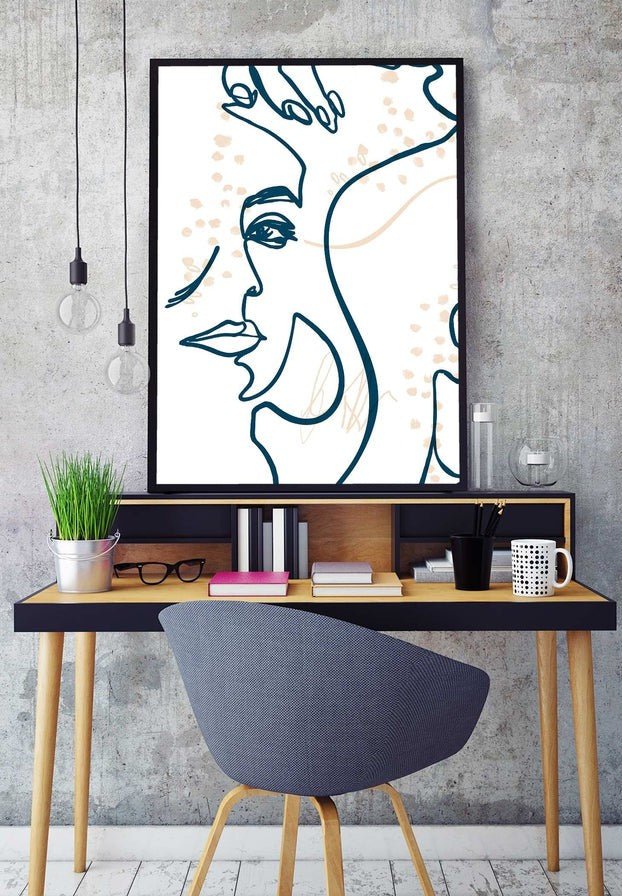 Abstract Scribbled Face Print
