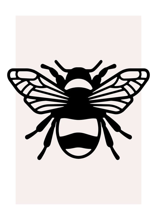 Bee Black And White Illustration Print