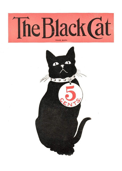 Black Cat Vintage Halloween Art Print