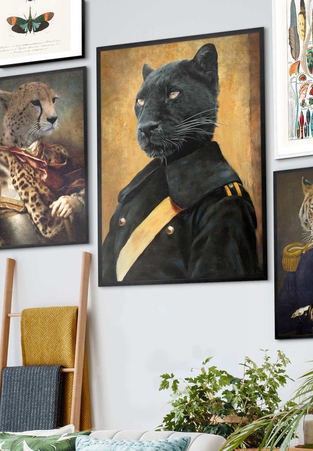 Vintage leopard print | Antique animal art | Jungle cat wall art | Zoology  illustration | French artist | Wild animal portrait