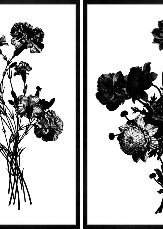 Black & White Vintage Bouquet Print Bundle