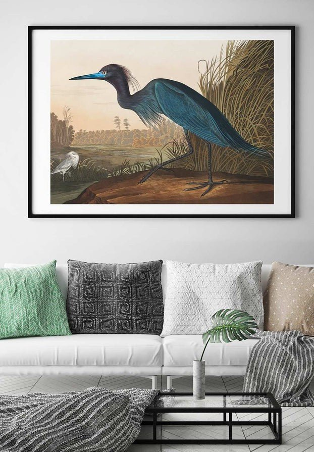Blue Crane Vintage Bird Print