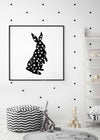 Bunny Rabbit Silhouette Polkadot Print
