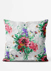 White Vintage Botanical Bunch of Flowers Cushion
