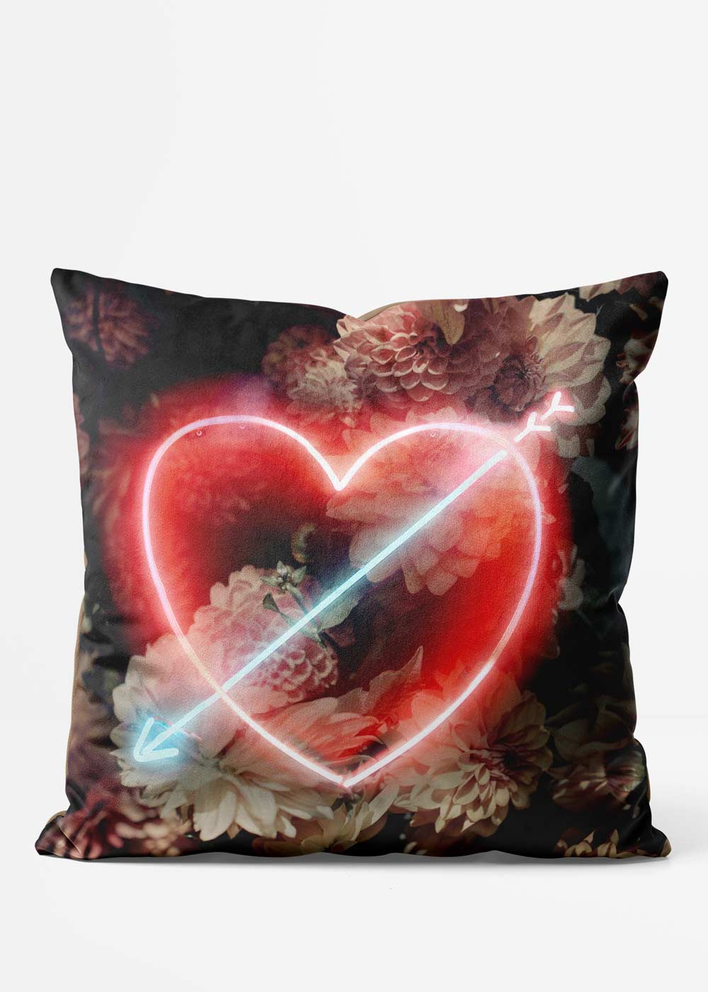 Neon Heart and Arrow Cushion