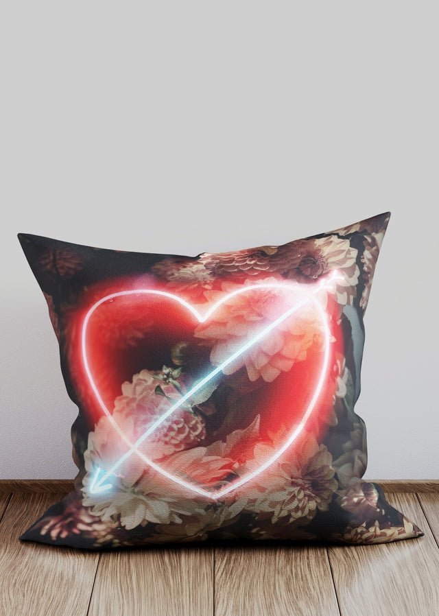 Neon Heart and Arrow Cushion