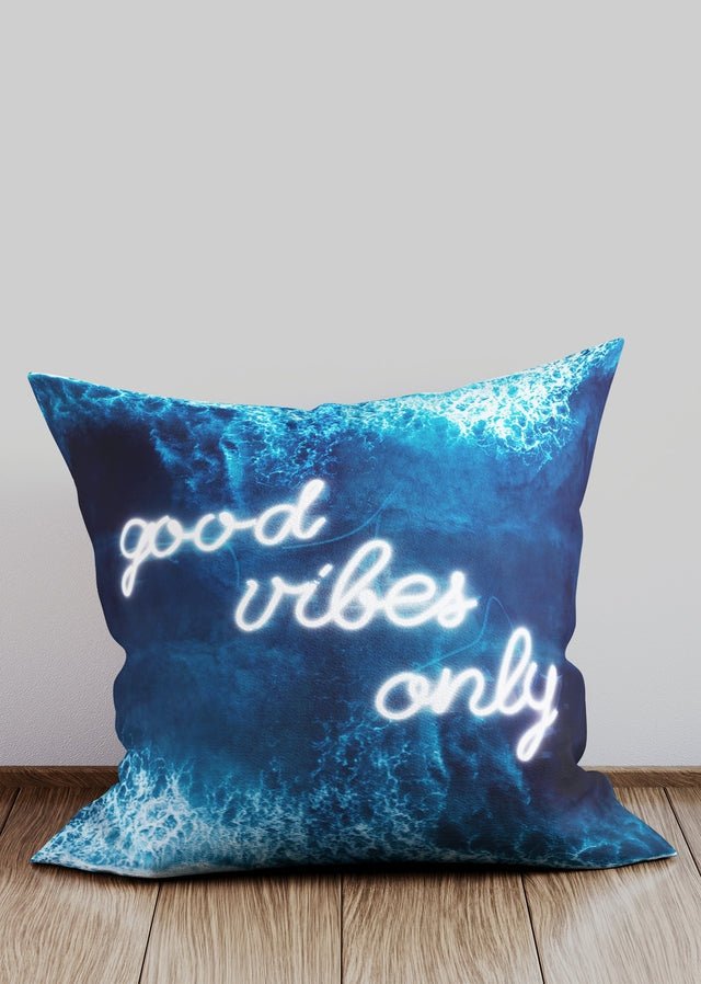 Good Vibes Only Ocean Cushion Faux Suede 18 x18 46x46cm