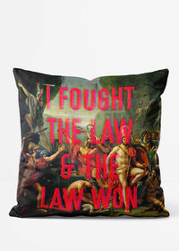 I Fought The Law Altered Art Clash Cushion