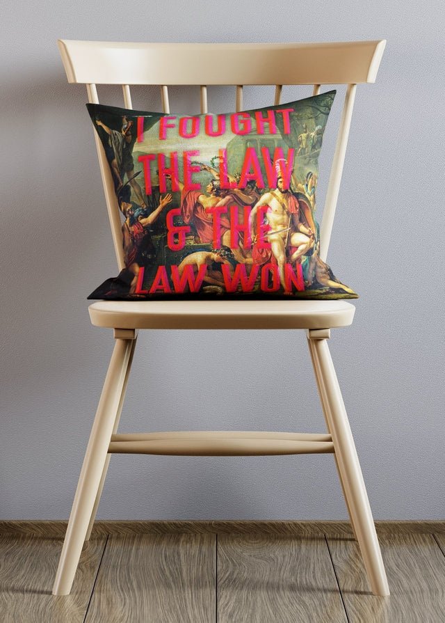 I Fought The Law Altered Art Clash Cushion