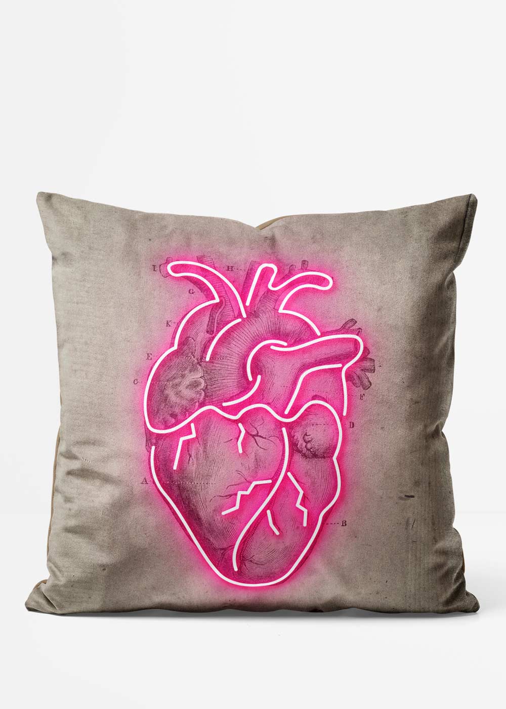 Vintage Neon Heart Cushion