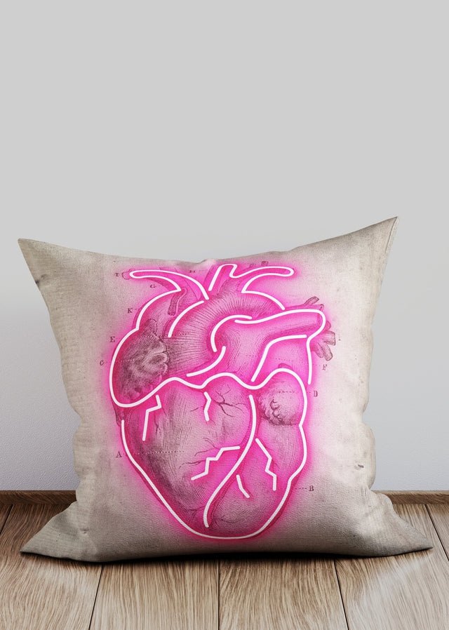 Vintage Neon Heart Cushion