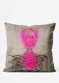 Vintage Neon Skeleton Cushion