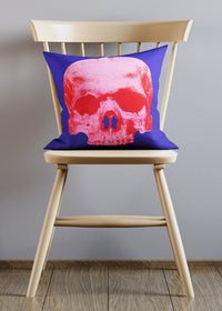 Popart Warhol Style Pink Skull Cushion