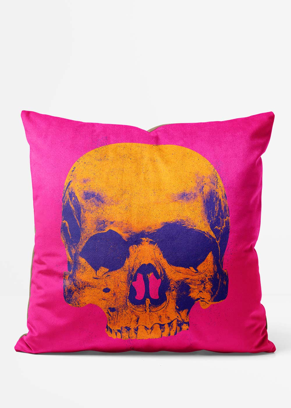 Popart Warhol Style Orange Skull Cushion