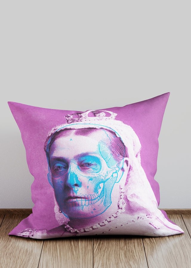 Queen Victoria Skull Cushion-InkAndDrop