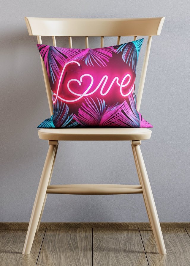 Neon Tropical Love Cushion