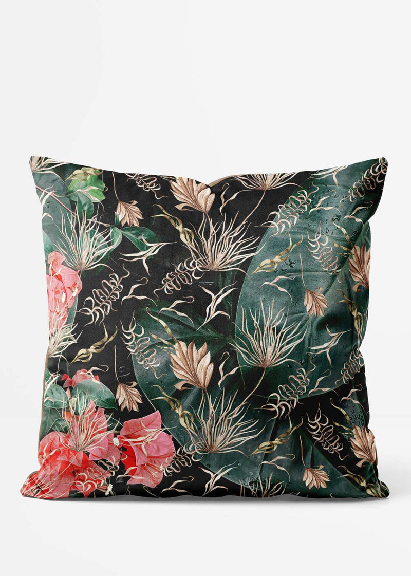 Leaves & Flowers Maximalism Print Cushion 1
