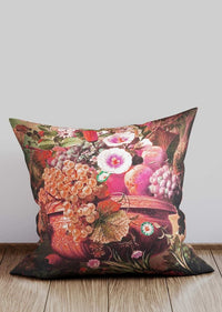 Fruit Bowl and Flowers Vintage Print Cushion