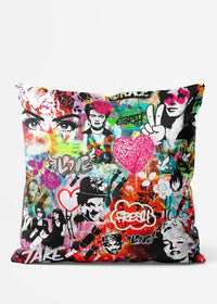 Graffiti Mashup Pattern Cushion