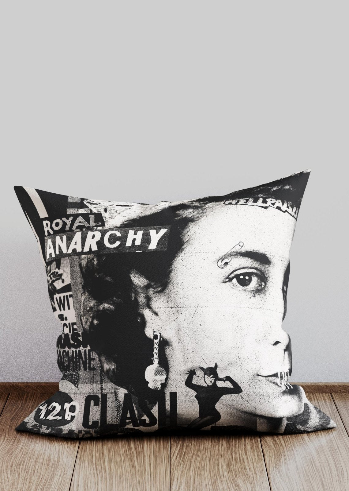 Royal Anarchy Queen Elizabeth Punk Cushion-InkAndDrop