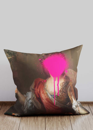 Pink Paint Splat Portrait Cushion