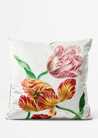 Vintage Striped Flowers Tulips Cushion