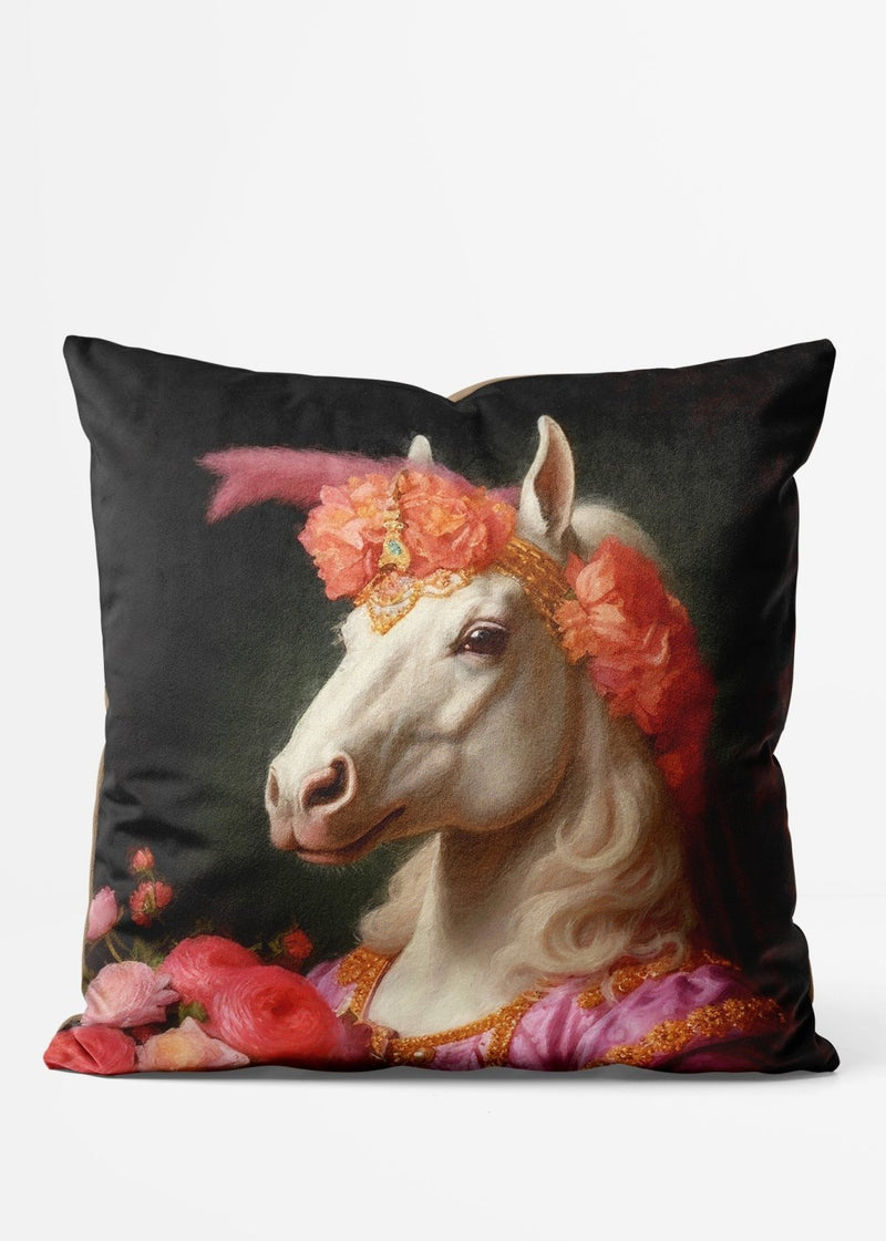 White Horse Animal Portrait Cushion