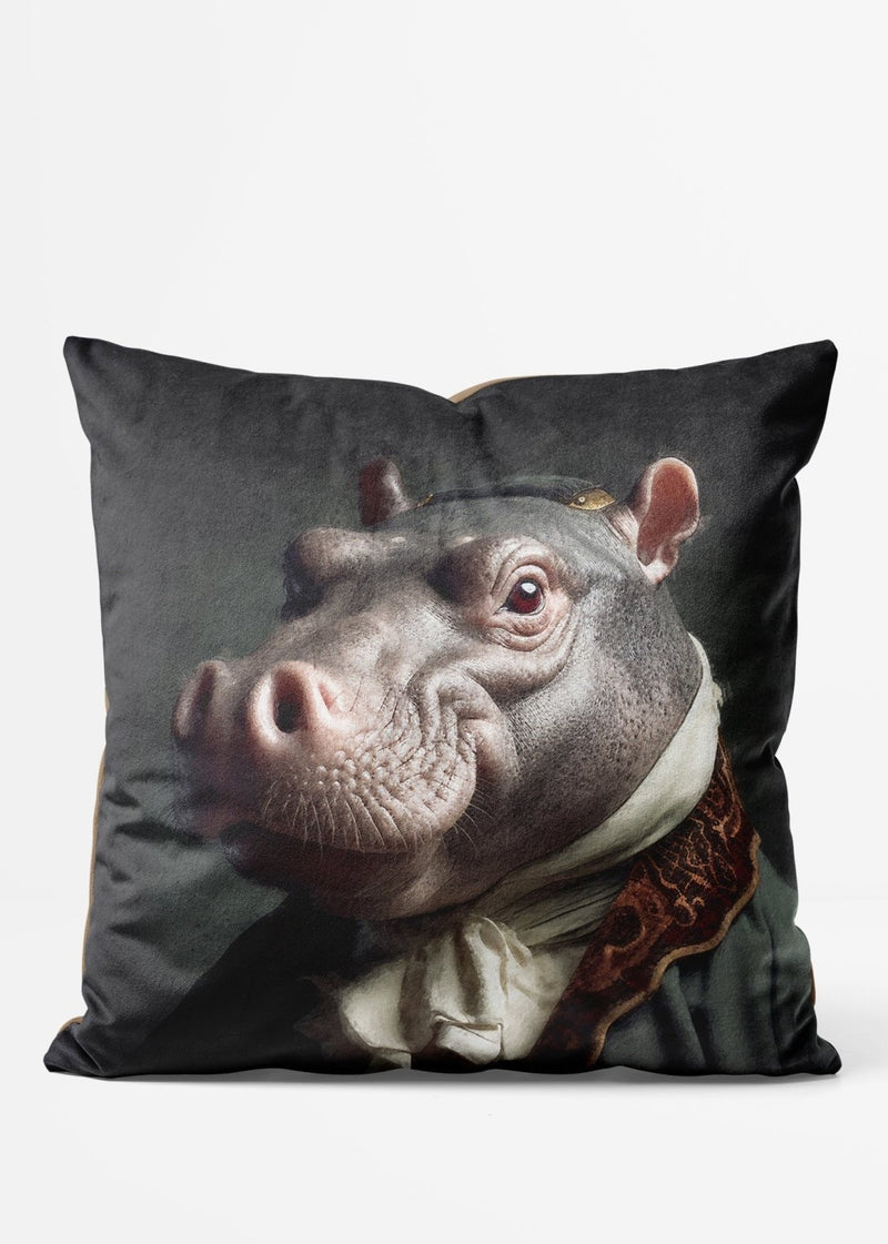 Hippo Animal Portrait Cushion