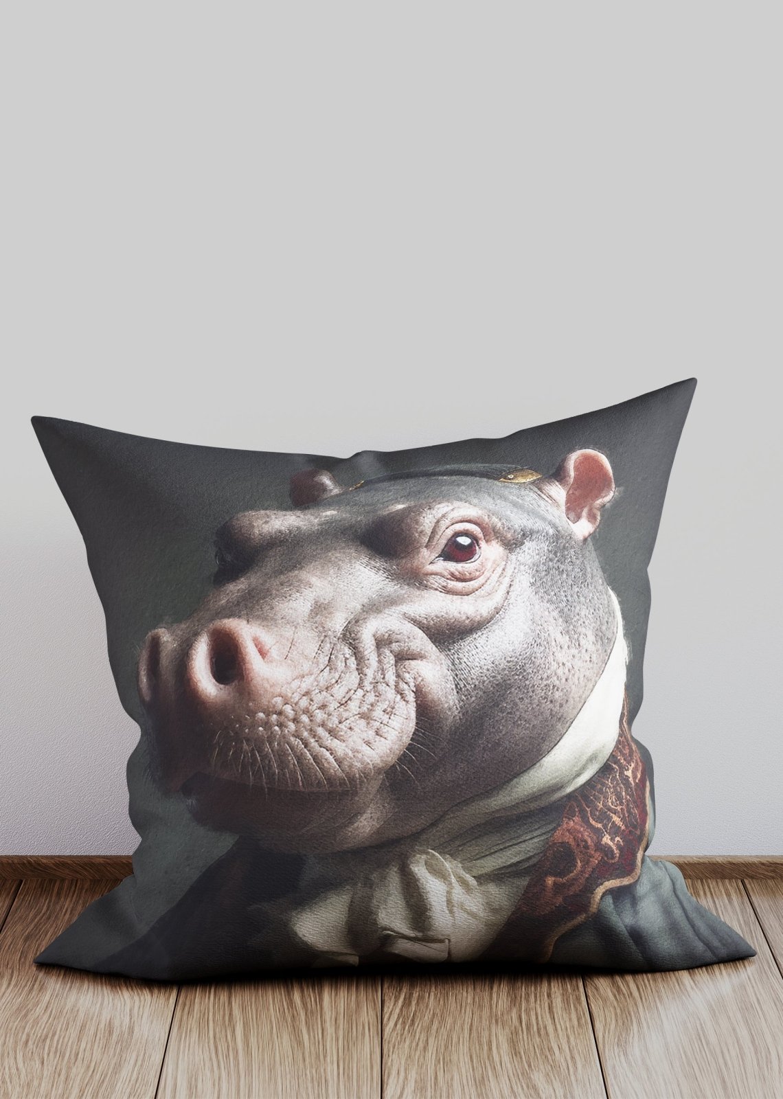 Hippo Animal Portrait Cushion