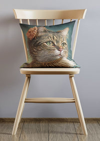 Tabby Cat Animal Portrait Cushion