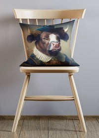 Bull with hat Animal Portrait Cushion