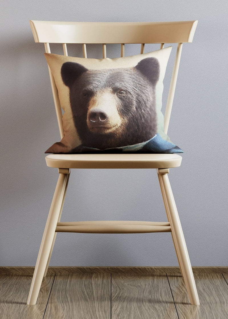 Black Bear Animal Portrait Cushion