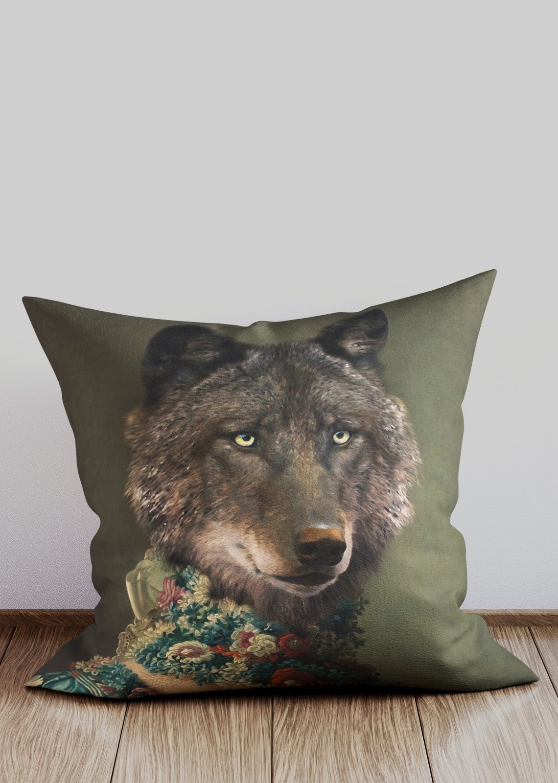 Wolf Lady Animal Portrait Cushion