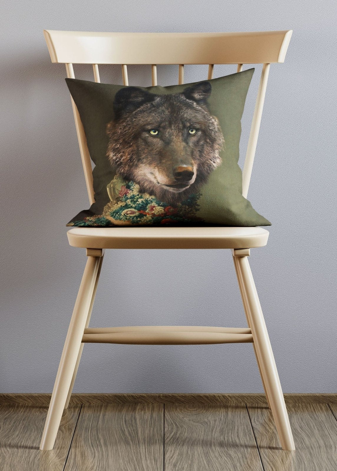 Wolf Lady Animal Portrait Cushion