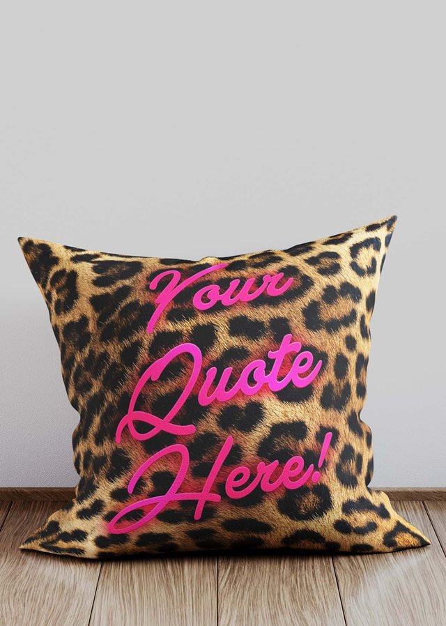 Custom Script Leopard Print Cushion