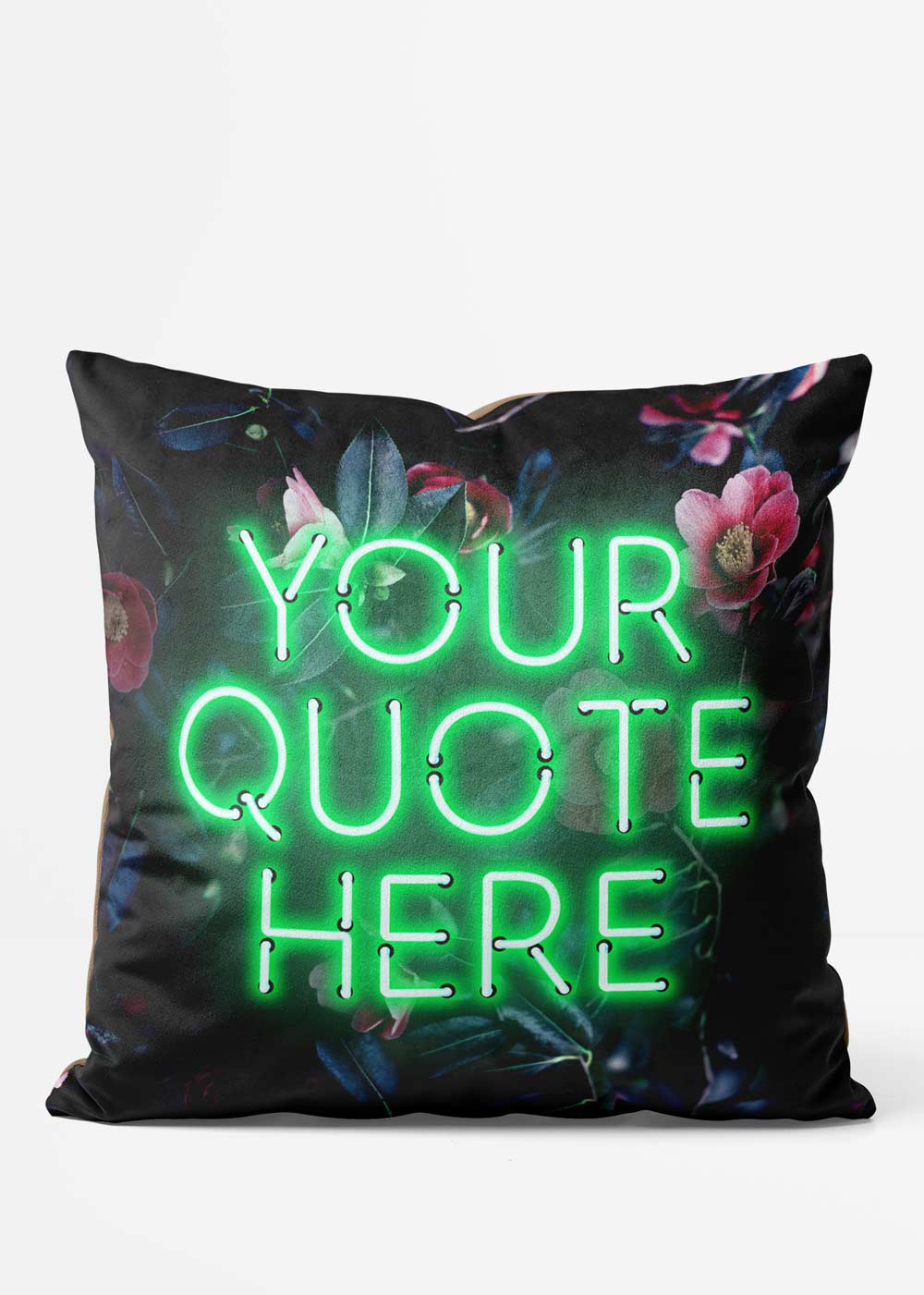 Custom Green Neon Floral Cushion