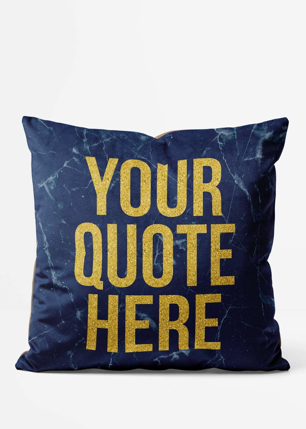 Custom Gold Glitter Style Lettering Blue Marble Cushion – InkAndDrop