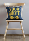 Custom Gold Glitter Style Lettering Blue Marble Cushion