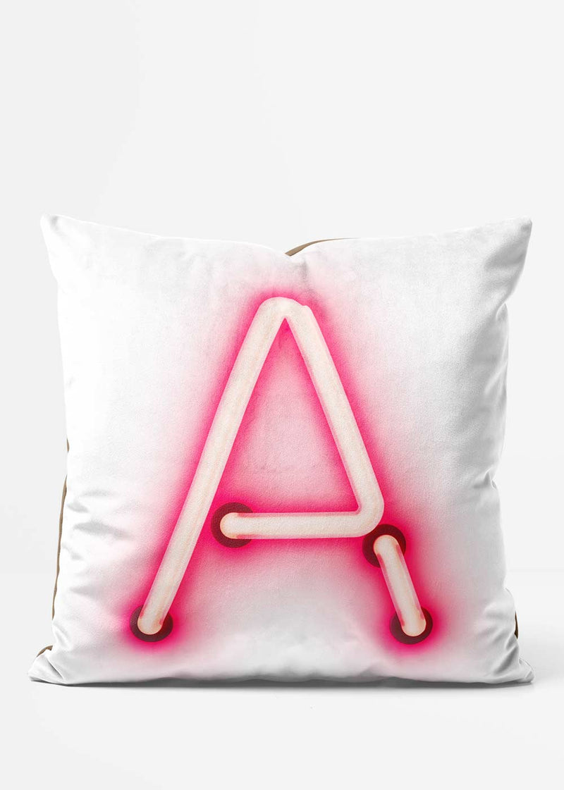 Custom Single Large Neon Letter White Cushion