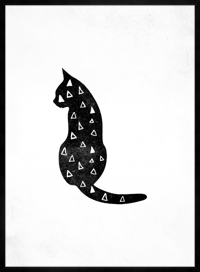 Cat Silhouette Triangles Print