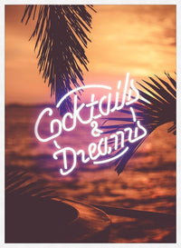 Cocktails And Dreams Palms Neon Print