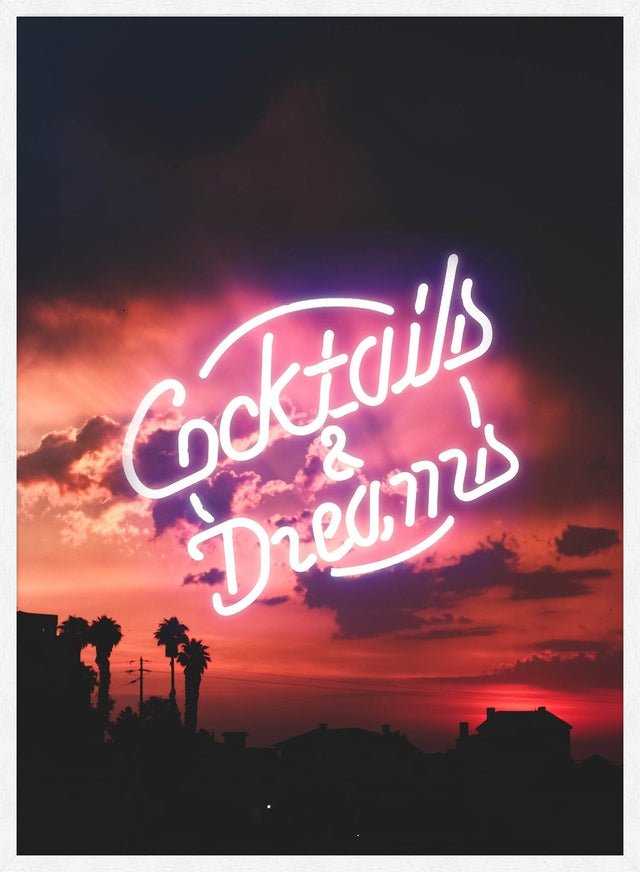 Cocktails And Dreams Sunset Neon Print