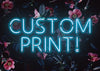 Custom Blue Neon Sign Floral Background Print