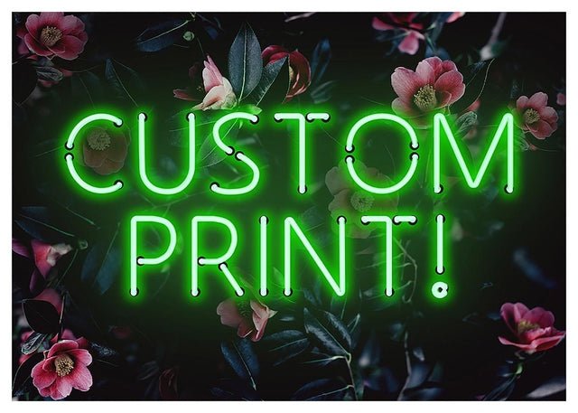 Custom Green Neon Sign Floral Background Print