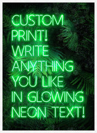 Custom Green Neon Sign Leaves Background
