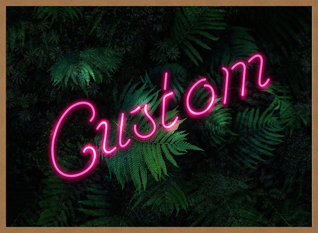 Custom Script Neon Sign Leaves Landscape Print
