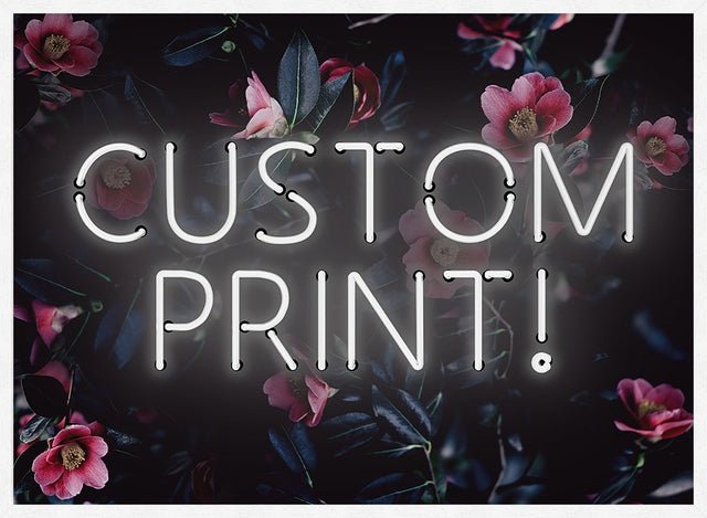 Custom White Neon Sign Floral Background Print