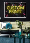 Custom Yellow Neon Sign Floral Background Print