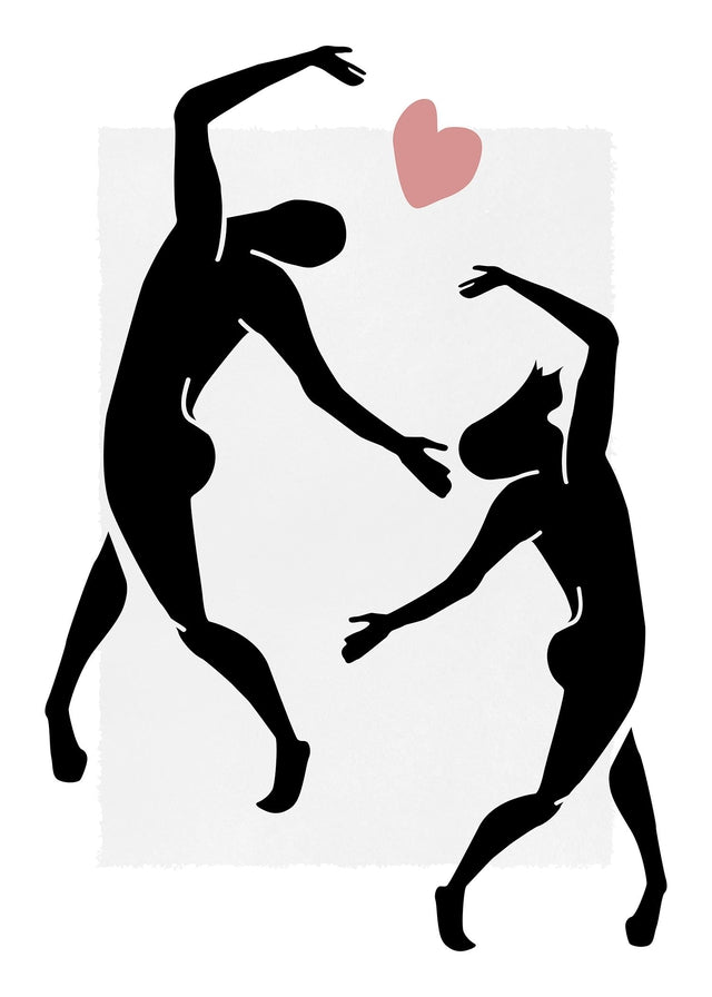 Dancers Black And White Painting Print