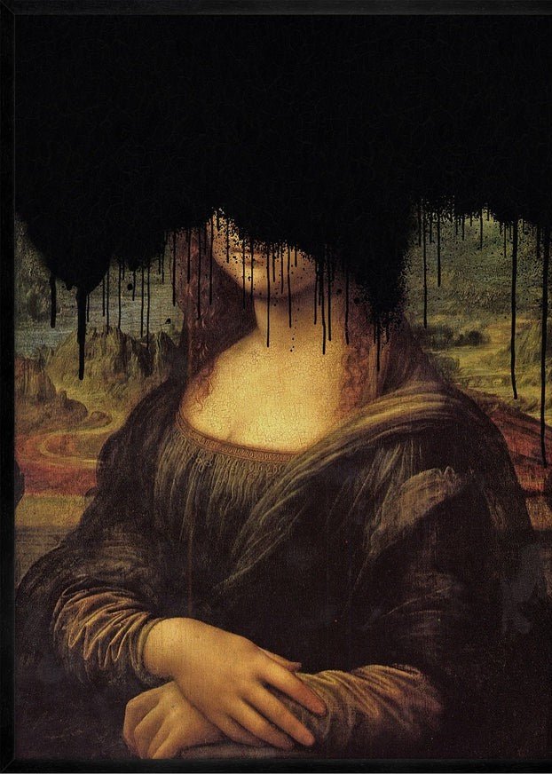 Drippy Mona Lisa Black Graffiti Print